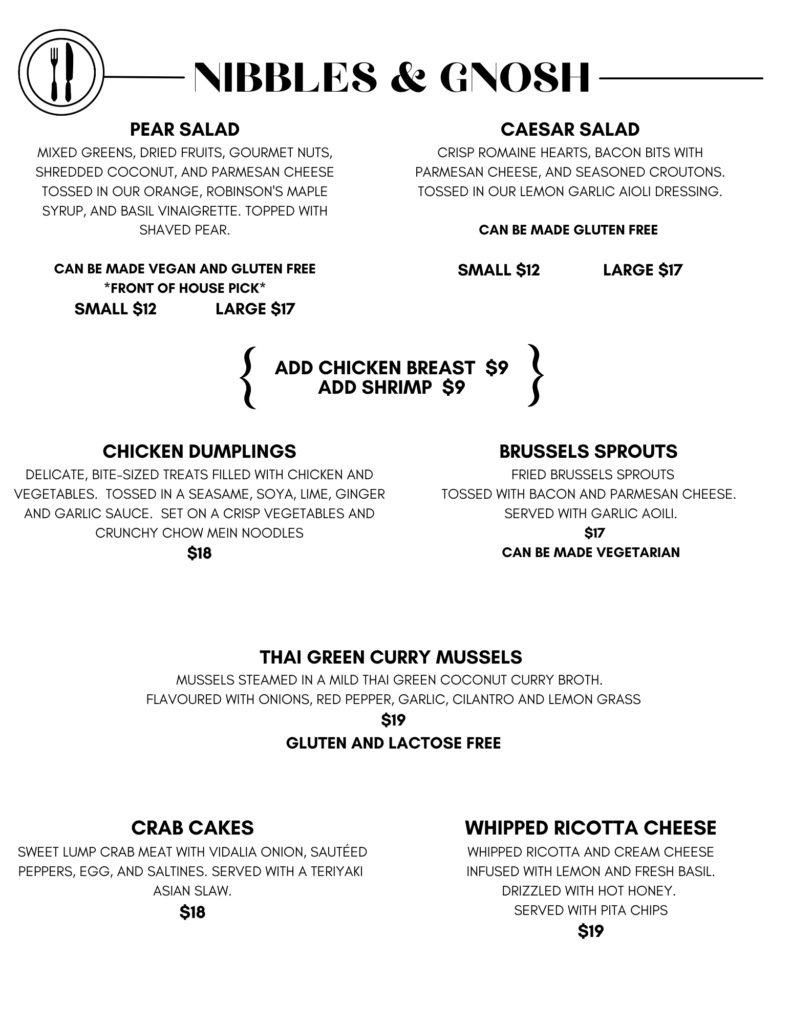 Part II Bistro Nibbles & Gnosh Menu
